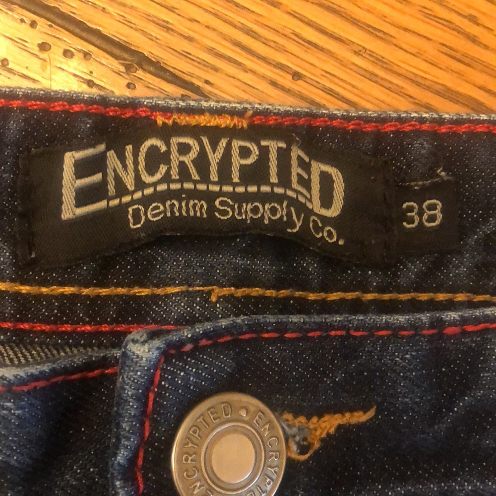 Mens Encrypted Jeans 38 x 31 Denim Distress Bleached - Picture 3 of 15